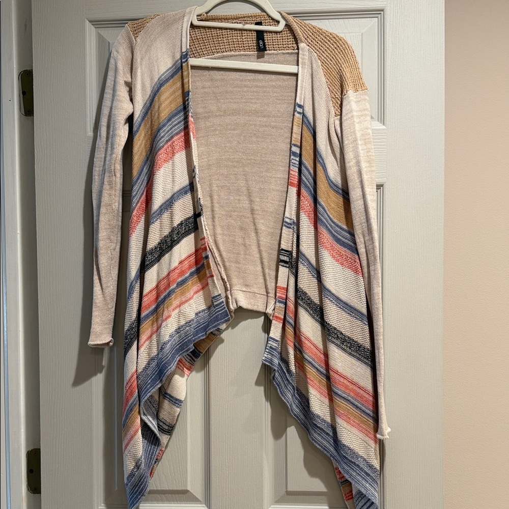 Striped Open Front Cardigan